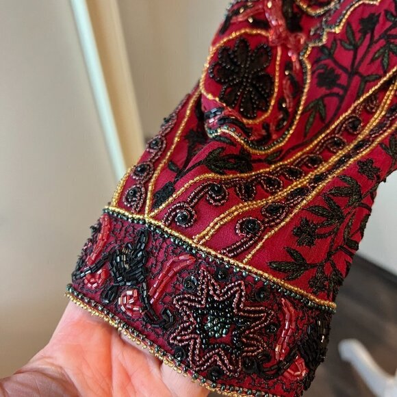 Vintage Niteline by Della Roufogali Red Beaded jacket, SIze Medium - Picture 11 of 14